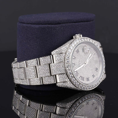 Full Iced Out Diamond Automatic Moissanite Oyster Roman Dial Watch