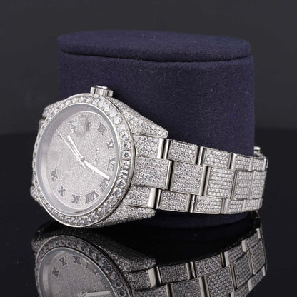 Full Iced Out Diamond Automatic Moissanite Oyster Roman Dial Watch