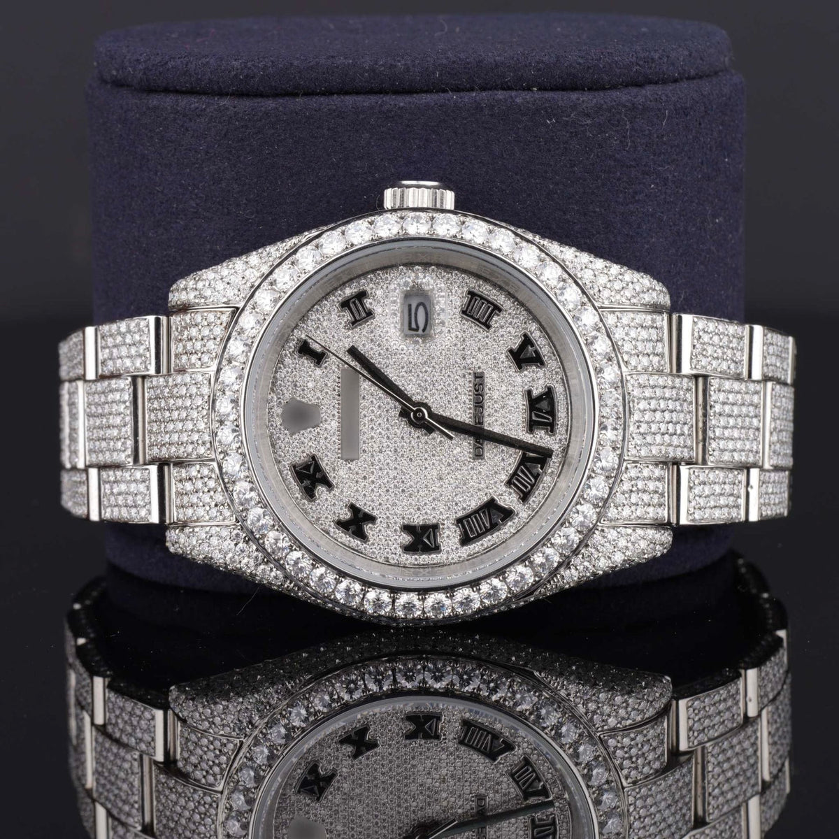 Full Iced Out Diamond Automatic Moissanite Oyster Roman Dial Watch