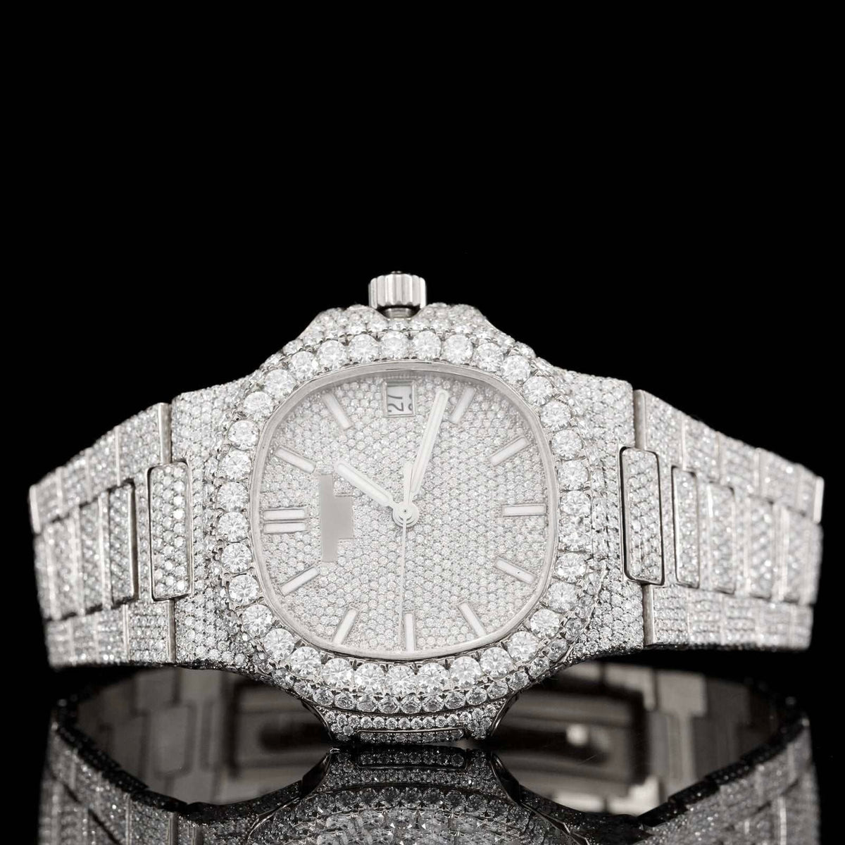 Automatic Moissanite Watch with Sapphire Crystal for Men