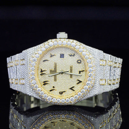 Iced Out Luxury Moissanite Watch Arabic Numericals Automatic Movement for Men