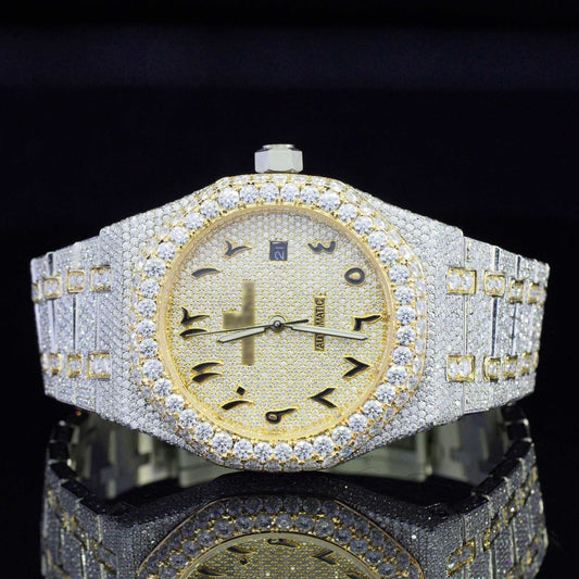 Iced Out Luxury Moissanite Watch Arabic Numericals Automatic Movement for Men