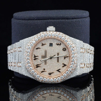 Iced Out Luxury Moissanite Watch Arabic Numericals Automatic Movement for Men