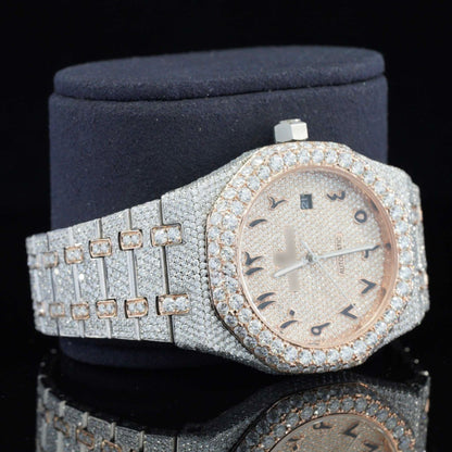 Iced Out Luxury Moissanite Watch Arabic Numericals Automatic Movement for Men