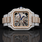 Luxurious two-tone Moissanite Skeleton Watch For Men - Rose gold