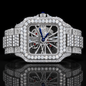 Luxurious two-tone Moissanite Skeleton Watch For Men - White Gold