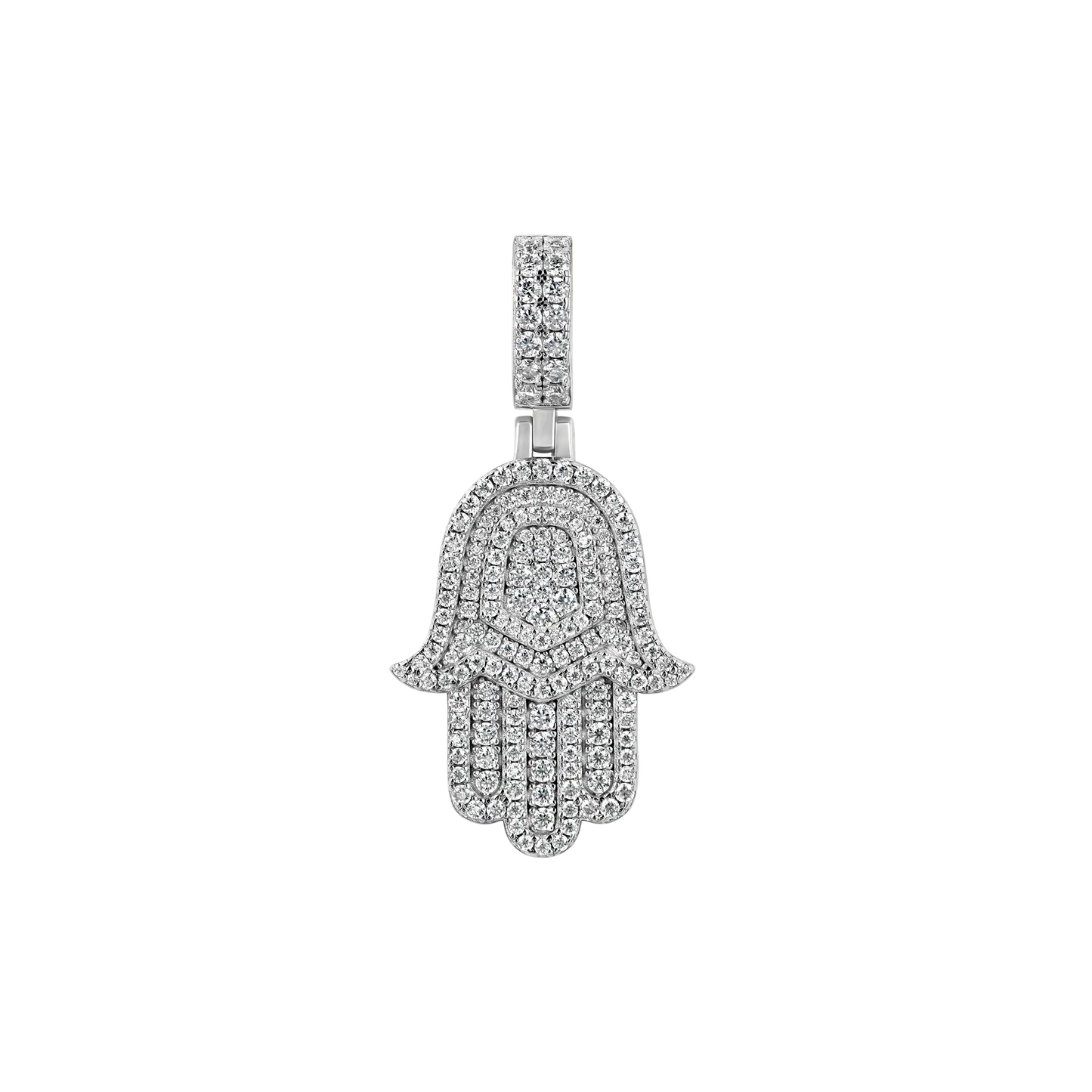 Luxury Double Layered Hamsa Moissanite Pendant