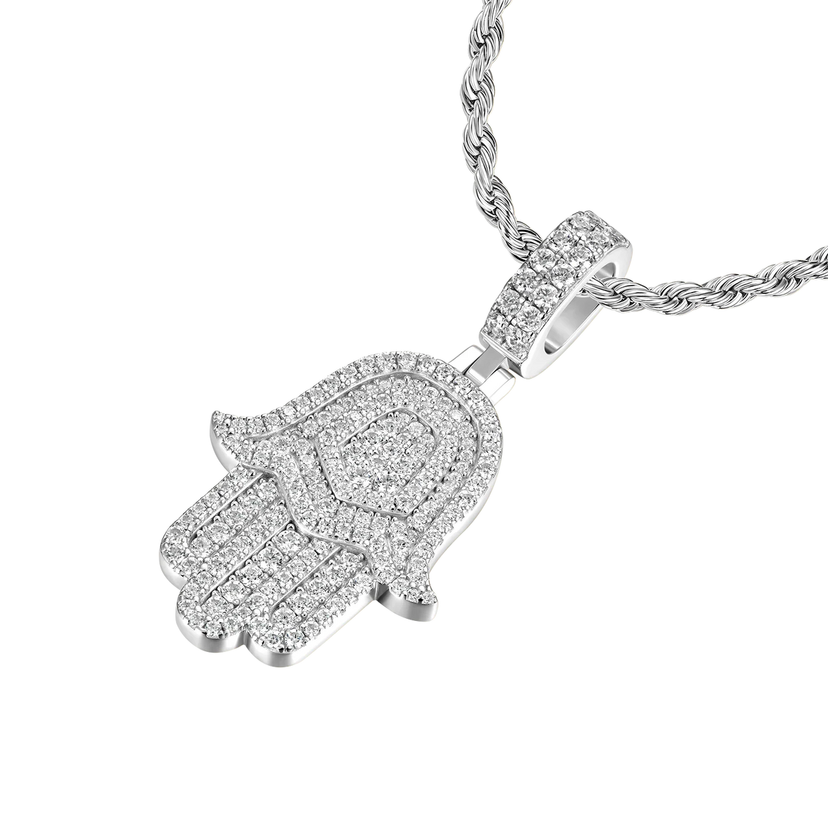 Luxury Double Layered Hamsa Moissanite Pendant