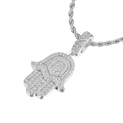 Luxury Double Layered Hamsa Moissanite Pendant