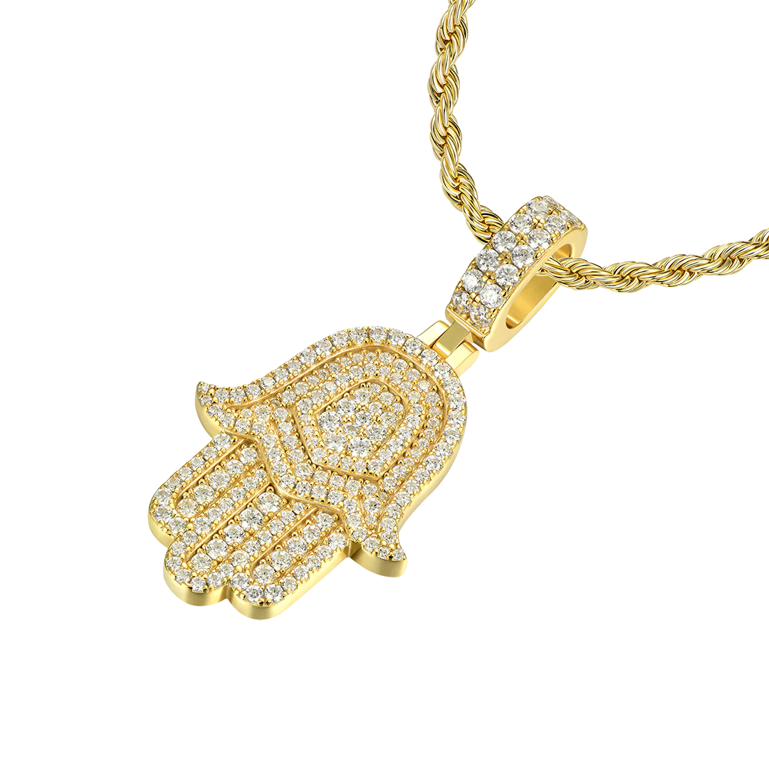 Luxury Double Layered Hamsa Moissanite Pendant