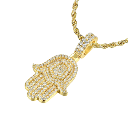 Luxury Double Layered Hamsa Moissanite Pendant