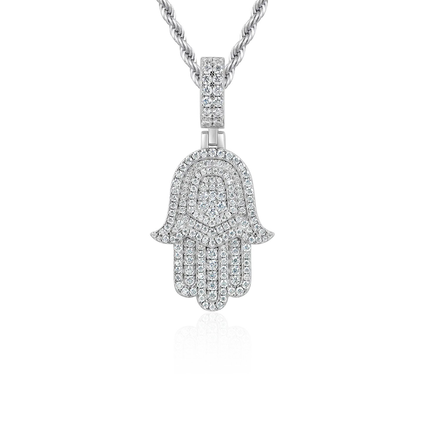 Luxury Double Layered Hamsa Moissanite Pendant