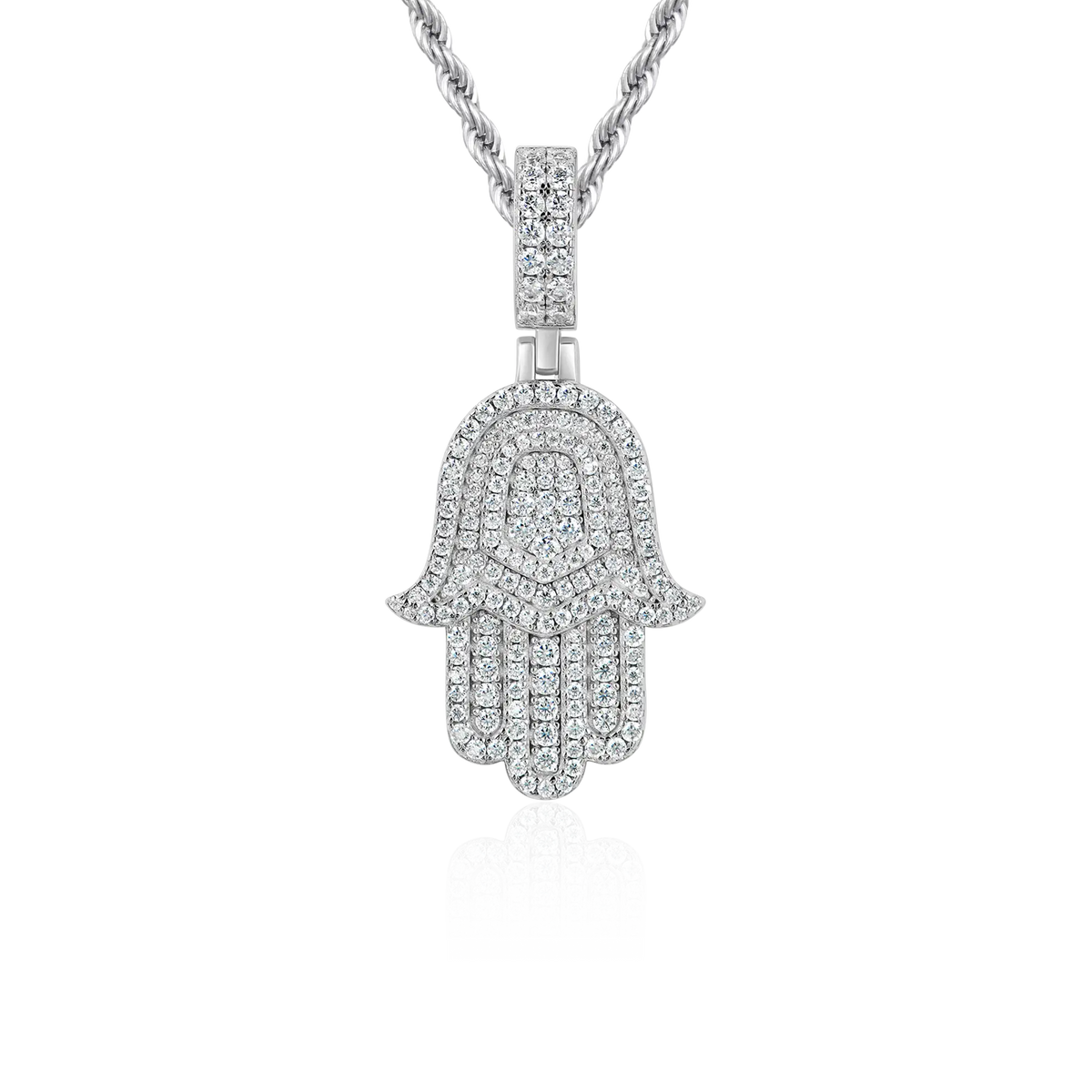 Luxury Double Layered Hamsa Moissanite Pendant