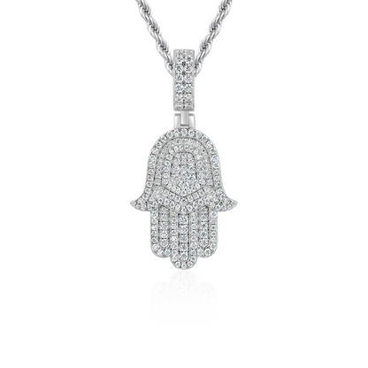Luxury Double Layered Hamsa Moissanite Pendant