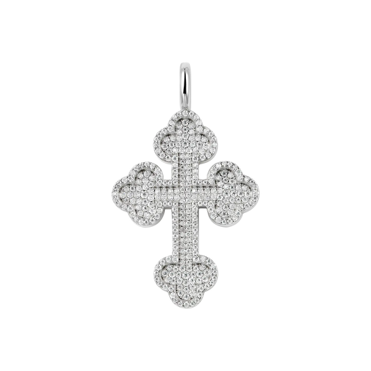 Luxury Round Cut Bottoni Moissanite Cross Pendant
