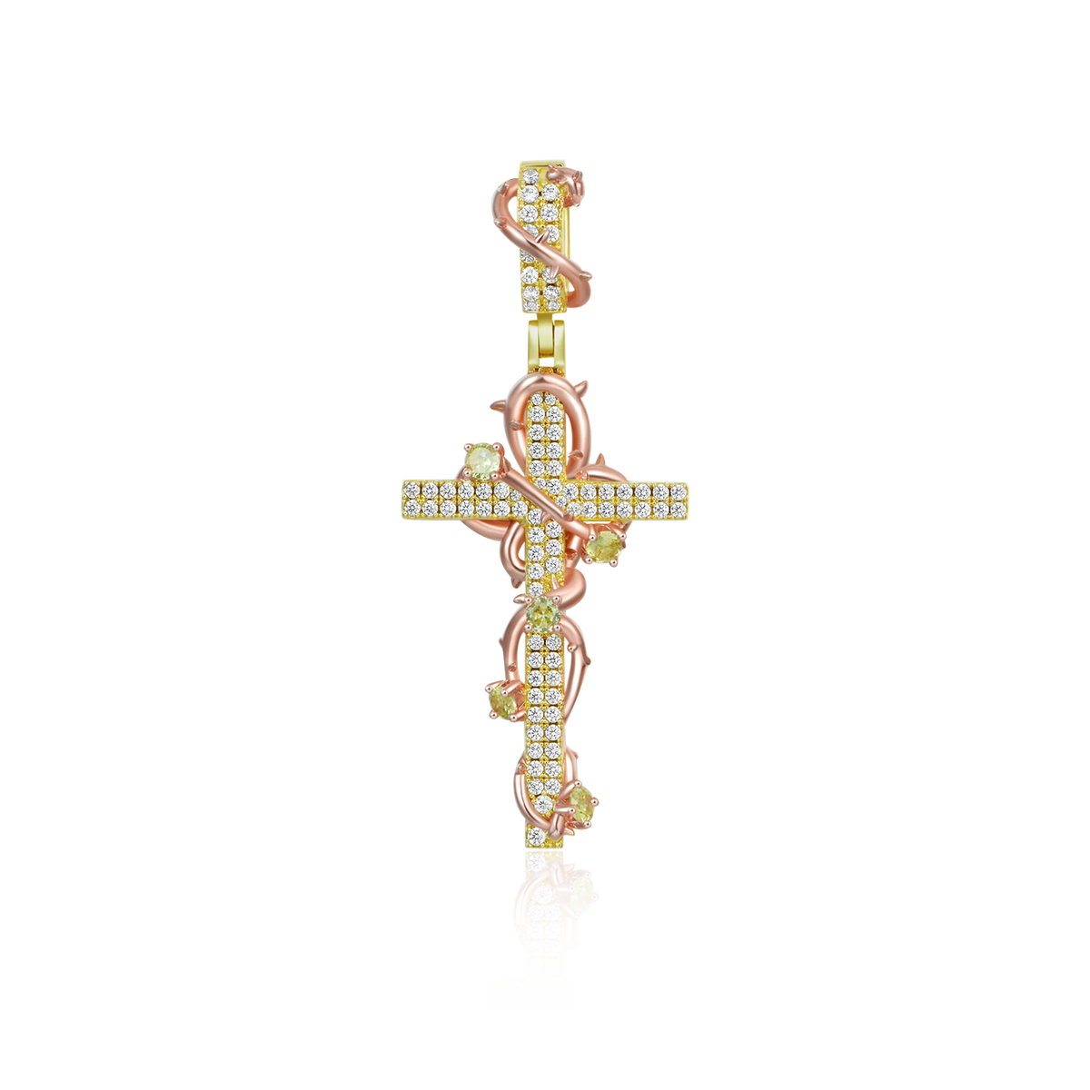 Luxury Thorned Rose Cross Moissanite Pendant
