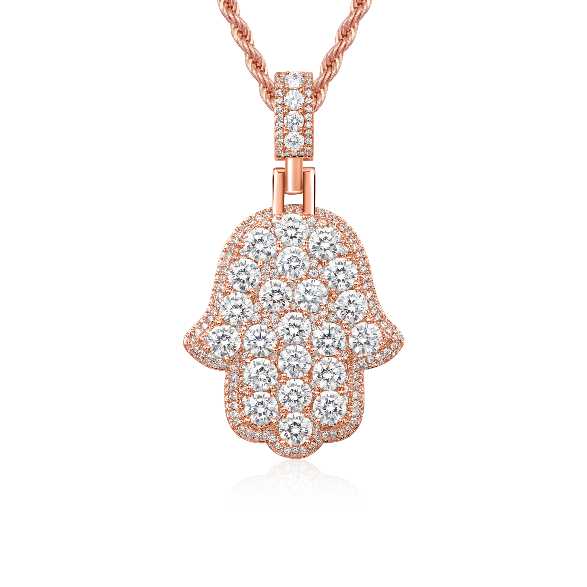 Iced Brilliance Layered Hamsa Pendant