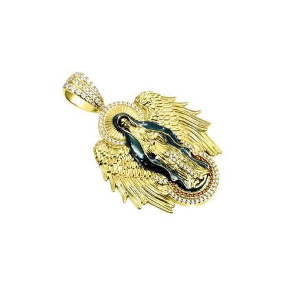 Luxury Blessed Mary Halo Winged Moissanite Pendant
