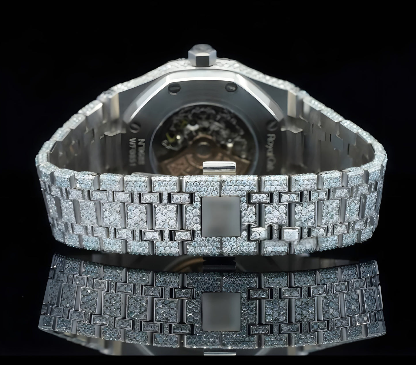 Iced Out Red Arabic Number With Automatic Movement Moissanite Watch