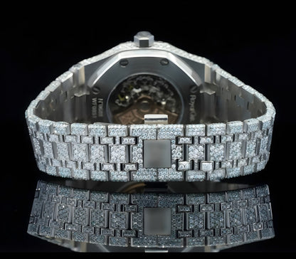 Iced Out Red Arabic Number With Automatic Movement Moissanite Watch