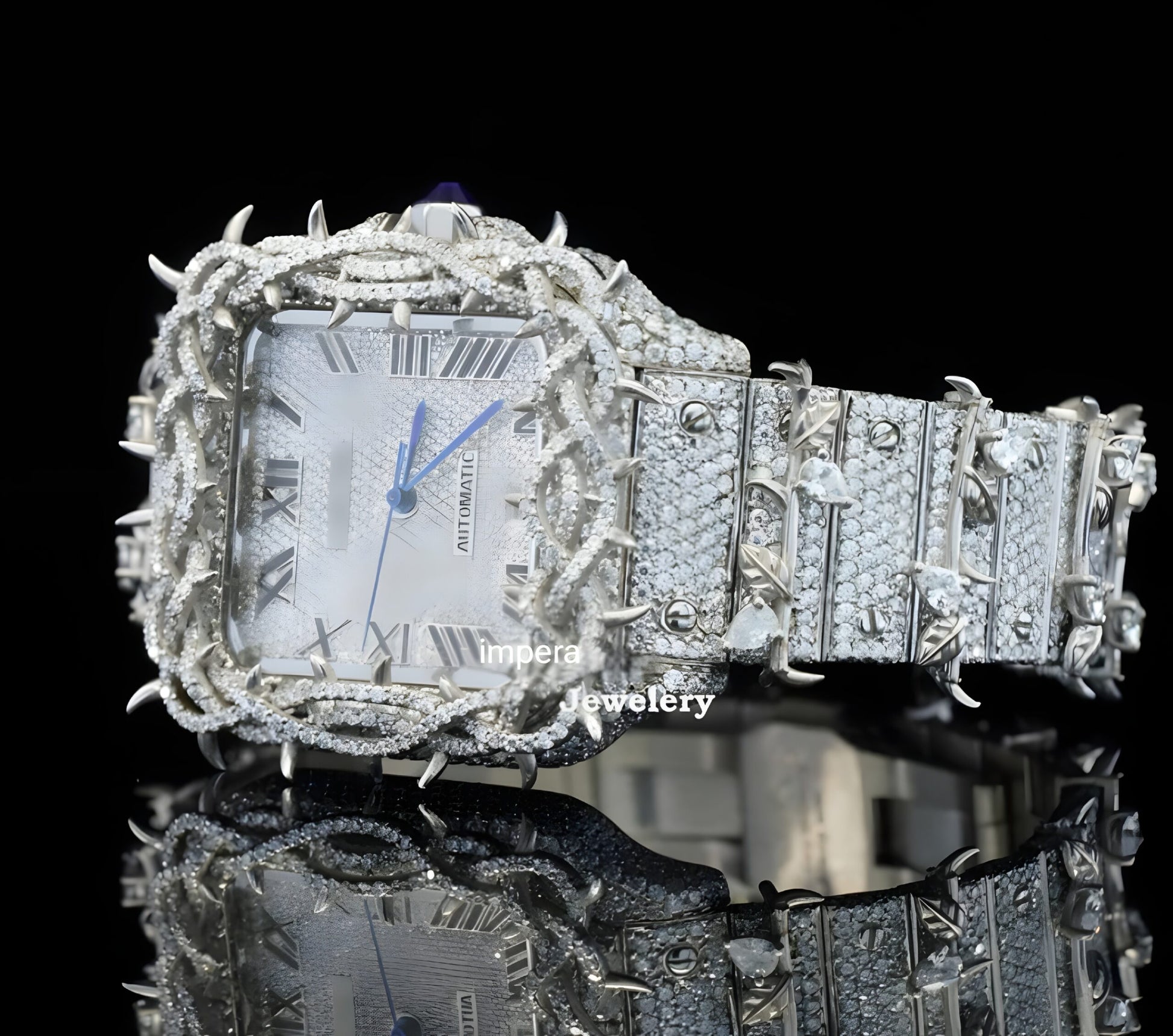 Beautiful Tree Branch Moissanite Automatic Watch For Men