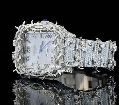 Beautiful Tree Branch Moissanite Automatic Watch For Men