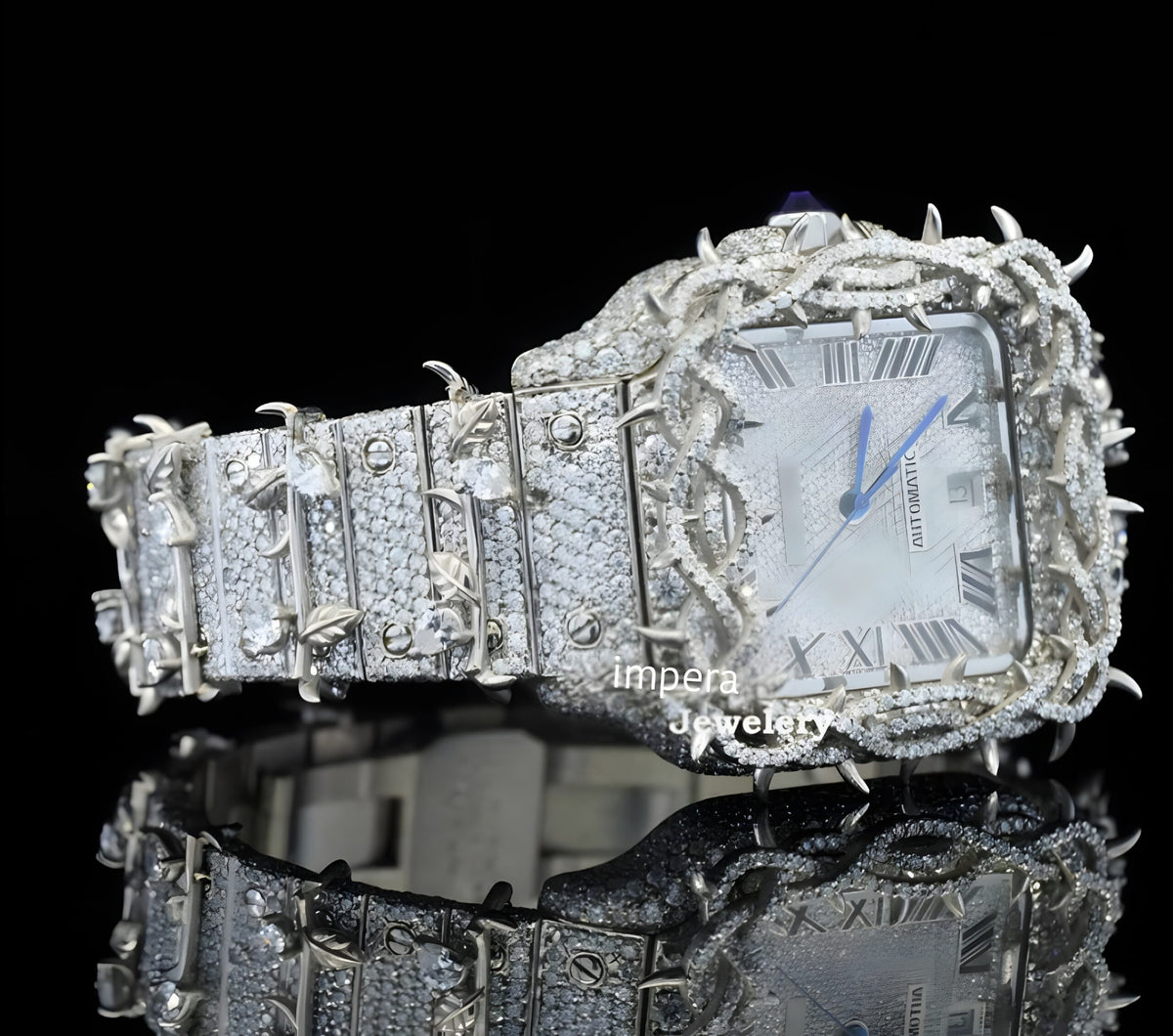 Beautiful Tree Branch Moissanite Automatic Watch For Men