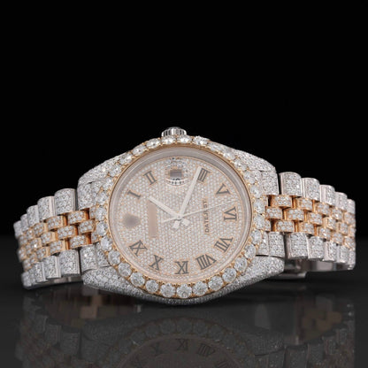 Two Tone Iced Out Jubilee Bracelet Automatic Moissanite Watch for Men
