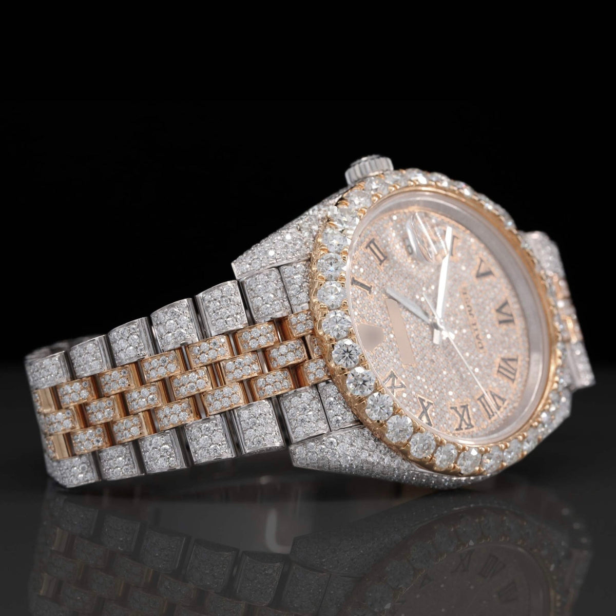 Two Tone Iced Out Jubilee Bracelet Automatic Moissanite Watch for Men