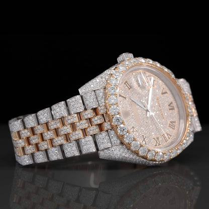 Two Tone Iced Out Jubilee Bracelet Automatic Moissanite Watch for Men