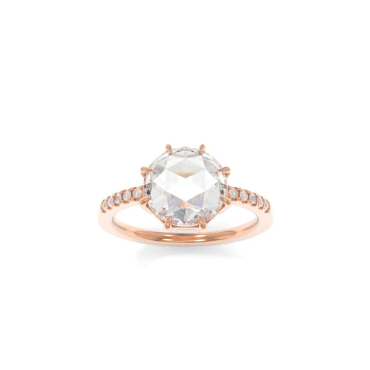 Rose Ring - 8.5mm Round Rose Cut TTG Moissanite