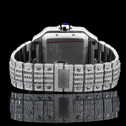 Square Dial Iced-out Baguette Moissanite Watch with Roman Numerals