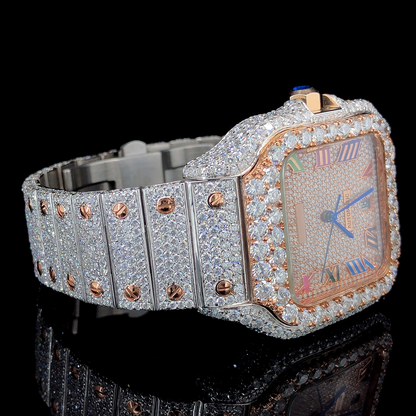 Square Dial VVS Moissanite Hip Hop Watch - rose gold (2)