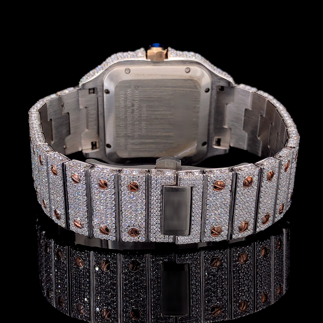 Square Dial VVS Moissanite Hip Hop Watch - rose gold (4)