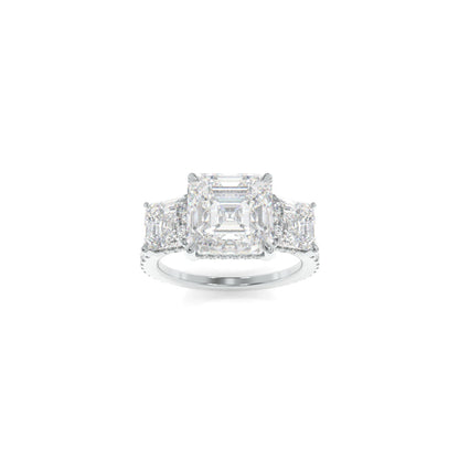 Taylor Three Stone Ring - 8mm Asscher TTG Moissanite