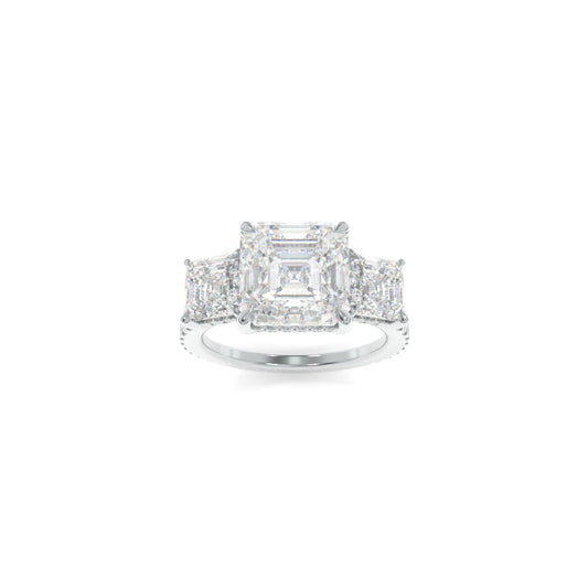 Taylor Three Stone Ring - 8mm Asscher TTG Moissanite
