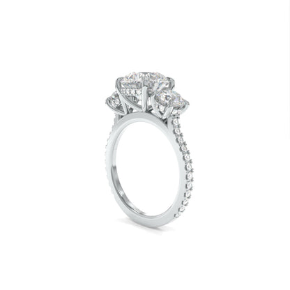 Taylor Three Stone Ring - 8mm Round H&A TTG Moissanite