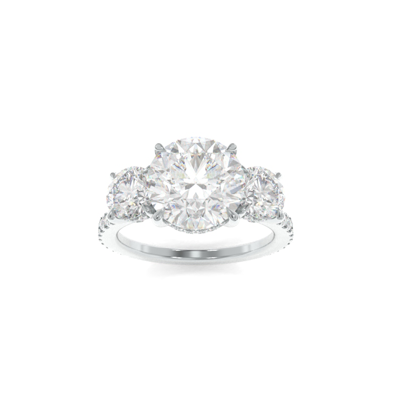 Taylor Three Stone Ring - 7.5mm x (2)4.5mm Round TTG Moissanite