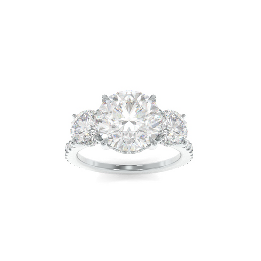 Taylor Three Stone Ring - 7.5mm x (2)4.5mm Round TTG Moissanite
