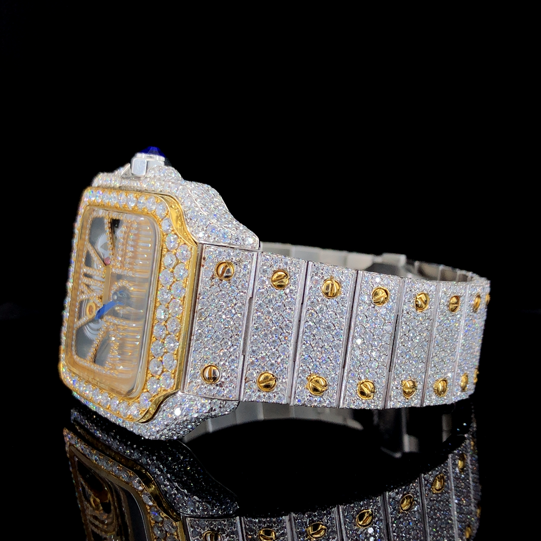 Two-tone Automatic Skeleton Moissanite Watch For Men - Image 2