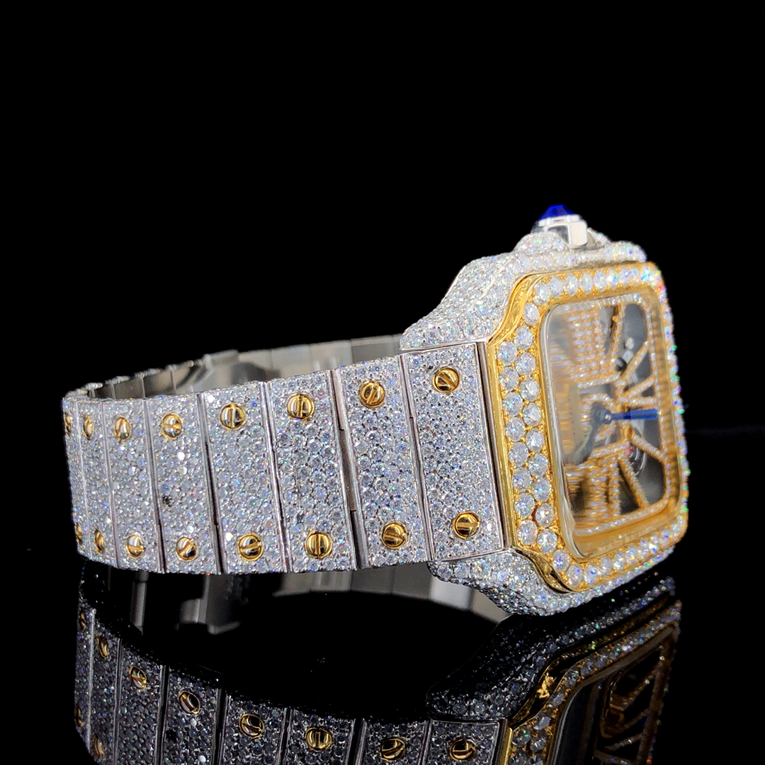 Two-tone Automatic Skeleton Moissanite Watch For Men - Image 3