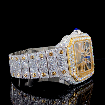 Two-tone Automatic Skeleton Moissanite Watch For Men - Image 3
