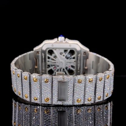 Two-tone Automatic Skeleton Moissanite Watch For Men - Image 4