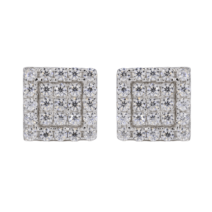 Square In-Step Iced VVS Moissanite Daimond Earrings