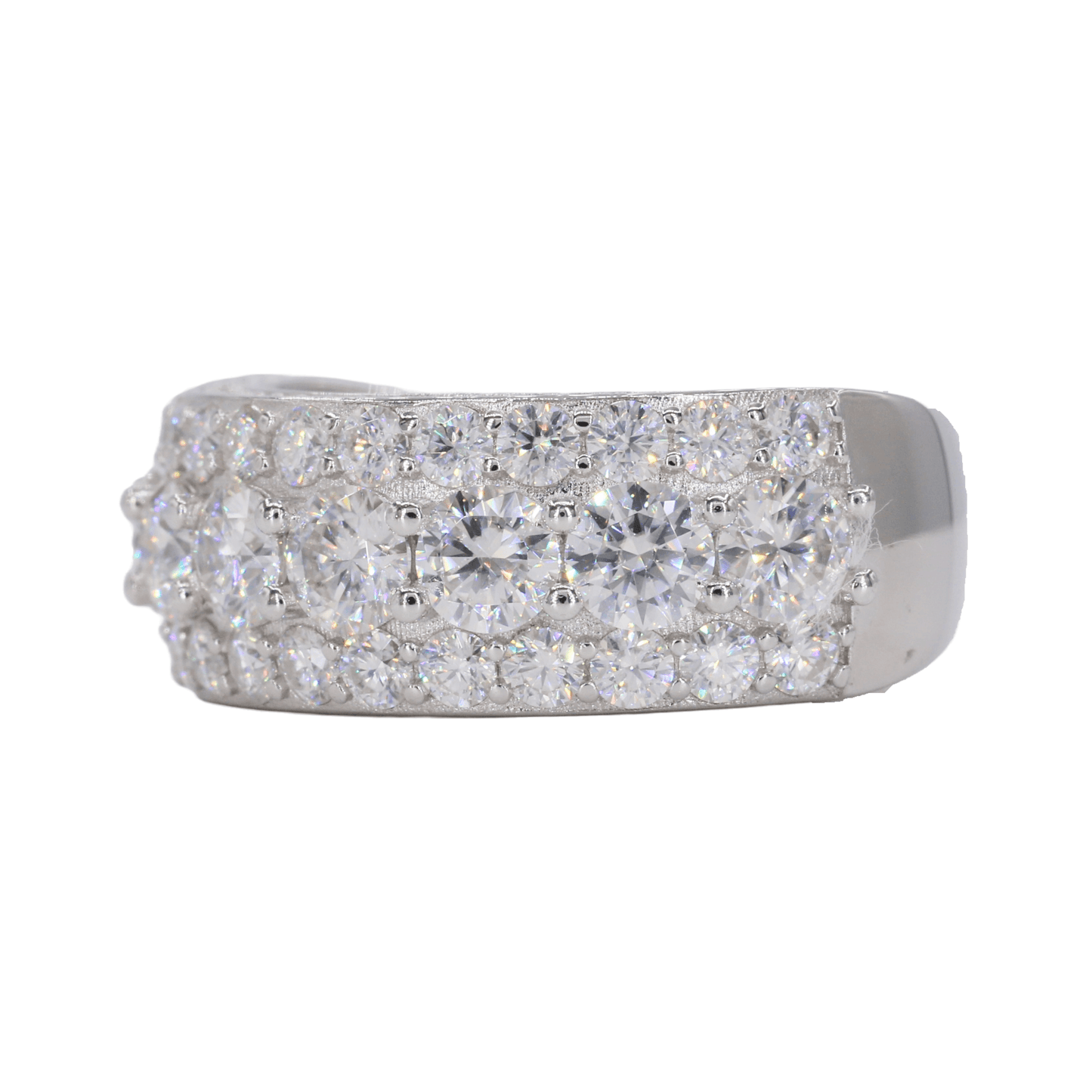 Big Stone Half Band VVS Moissanite Diamond Ring