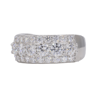 Big Stone Half Band VVS Moissanite Diamond Ring