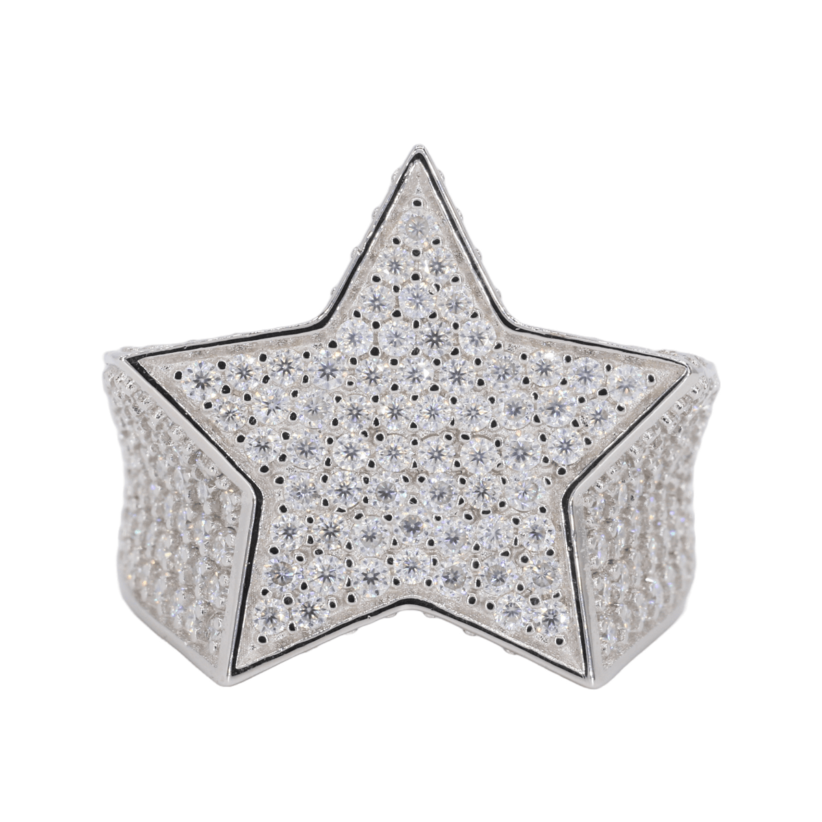 Fully Iced Star VVS Moissanite Diamond Ring