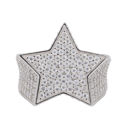 Fully Iced Star VVS Moissanite Diamond Ring