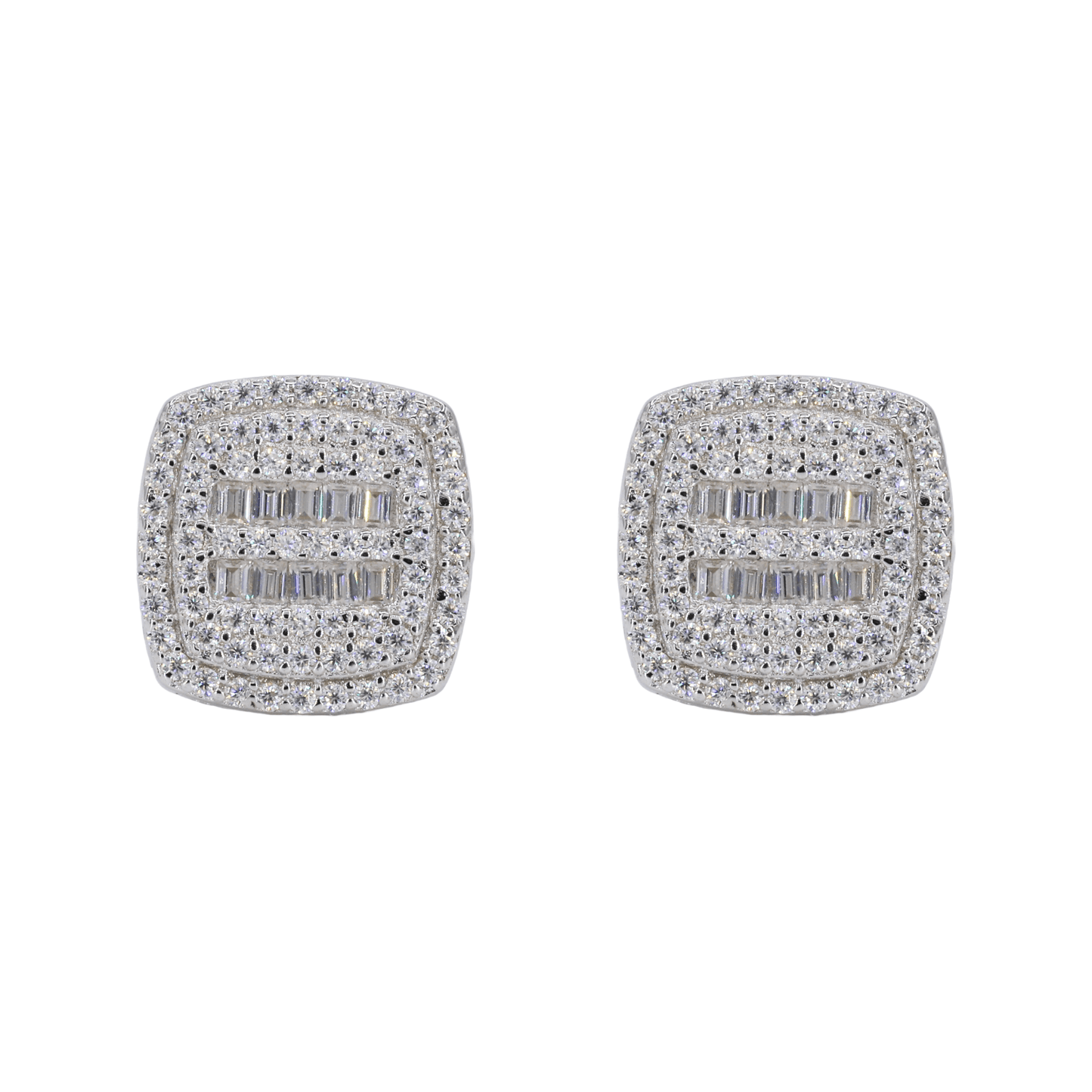 Baguette Middle Cushion VVS Moissanite Daimond Earrings