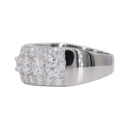 Big Stone Half Band VVS Moissanite Diamond Ring